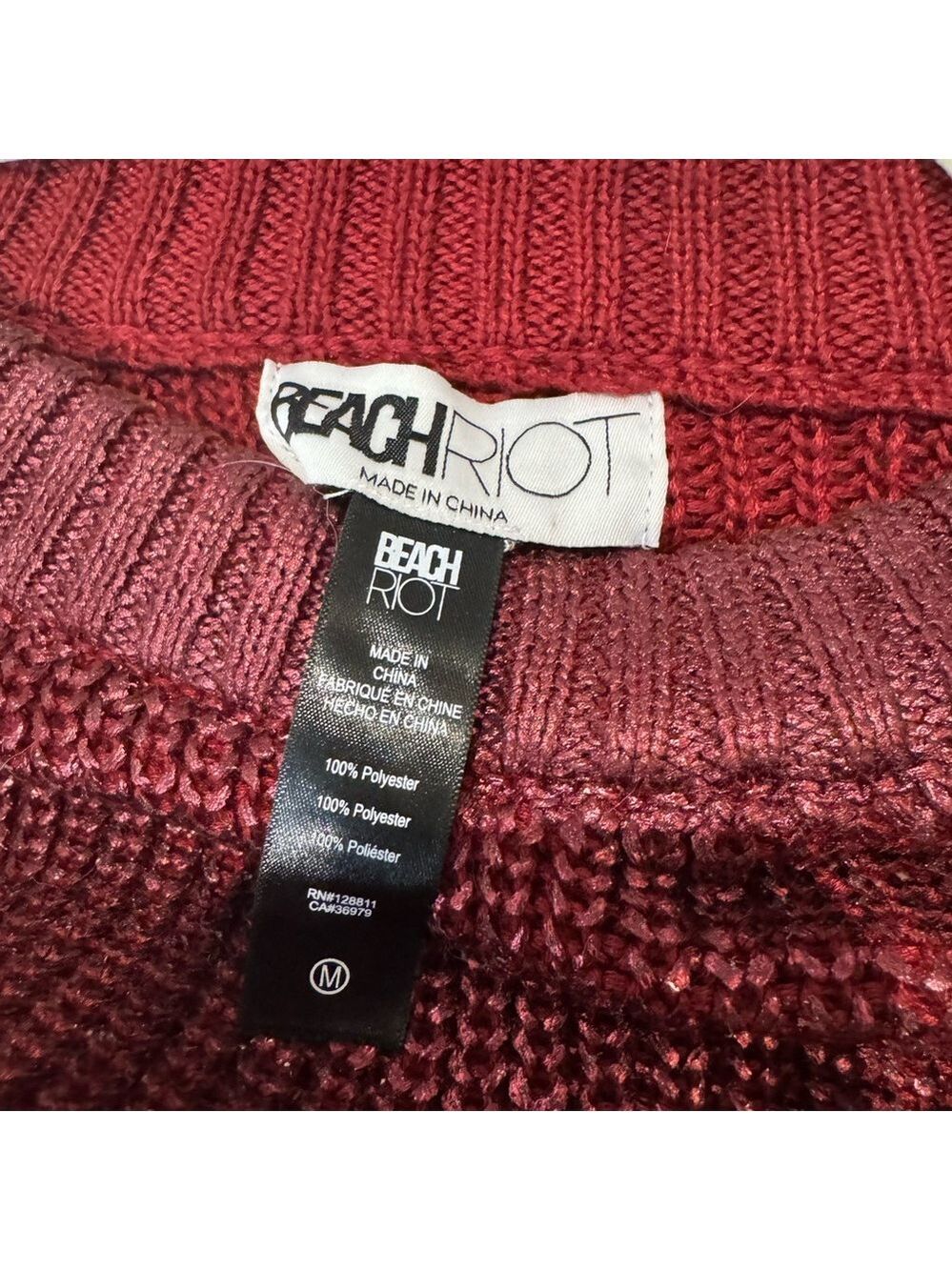 Beach Riot Callie Sweater in Merlot Shine Size Large - Picture 4 of 4